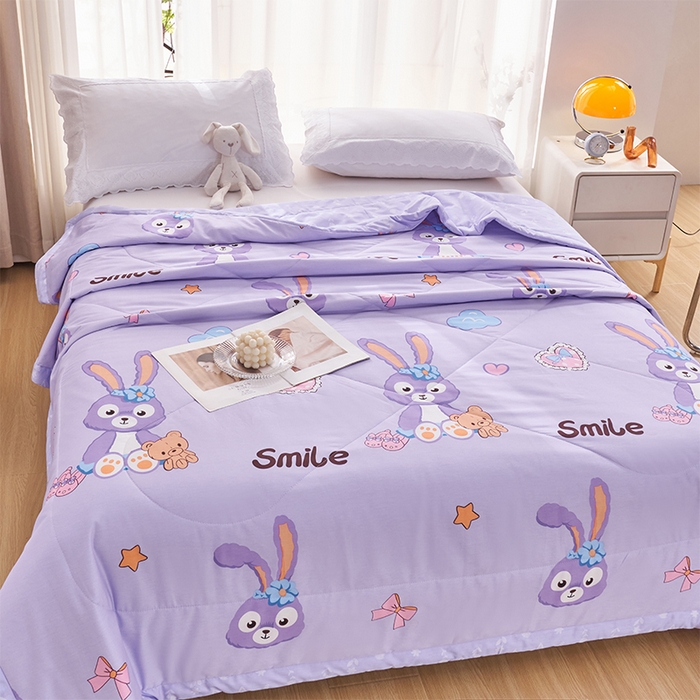 91家纺网 家纺一手货源 找家纺 羽梦家纺2025新款新疆棉花全棉夏凉被 可爱兔 紫