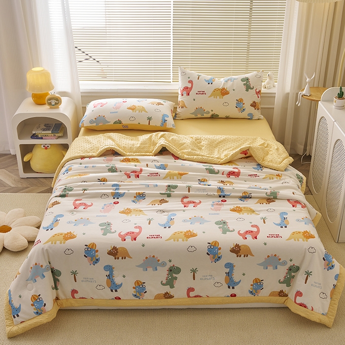 91家纺网 家纺一手货源 找家纺 暖阳 2025年新款纯棉豆豆夏被夏凉被被子被芯 豆豆-恐龙萌游记