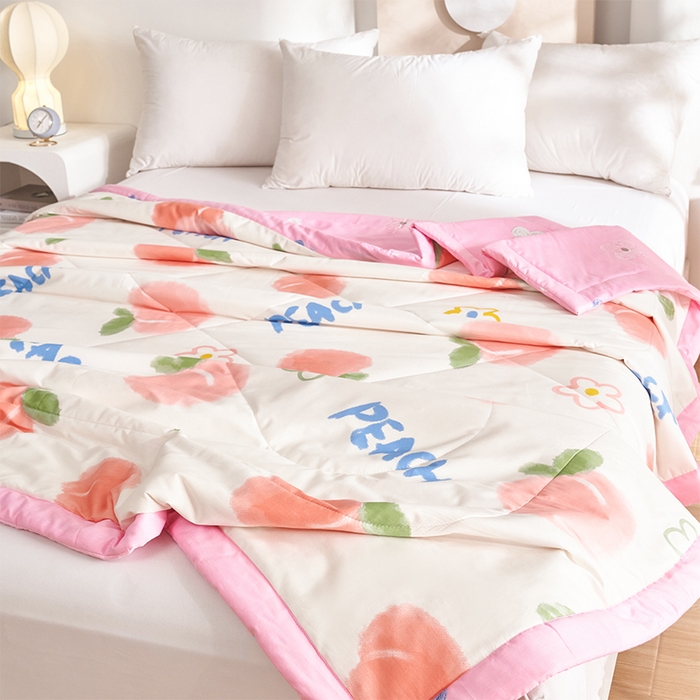 91家纺网 家纺一手货源 找家纺 羽梦家纺2025新款新疆棉花全棉夏凉被 水蜜桃