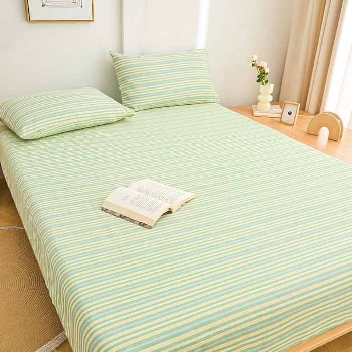 91家纺网 家纺一手货源 找家纺 首爱2025新款原棉老粗布床笠支持特殊规格定制 常年不断货 大批量供应  果绿条