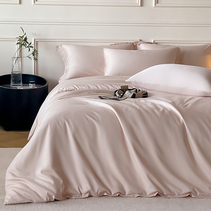 Mr.pig猪先生水洗棉 2025新款A类柔软纯色天丝棉单被套 桃喜粉