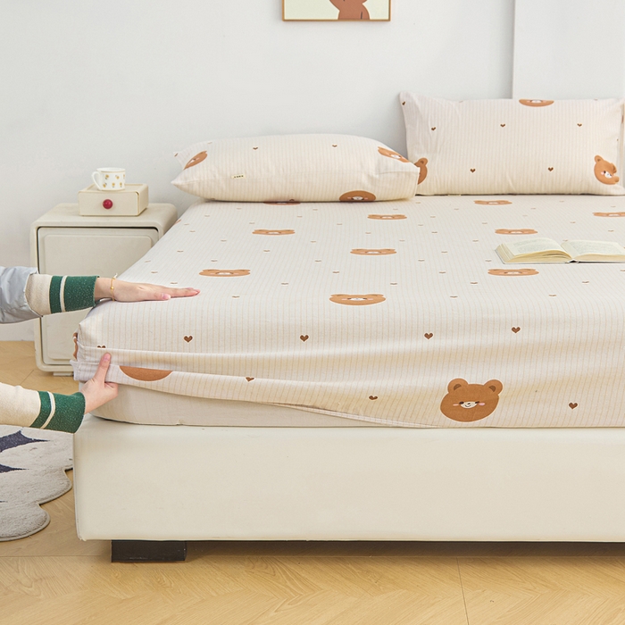 91家纺网 家纺一手货源 找家纺 首爱2025新款原棉老粗布床笠支持特殊规格定制 常年不断货 大批量供应  笑脸熊