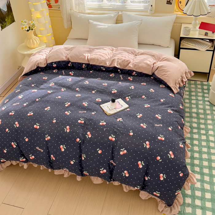 91家纺网 家纺一手货源 找家纺 纽缦家纺 2025新款云感提花双层纱韩版被套 大吉大厘