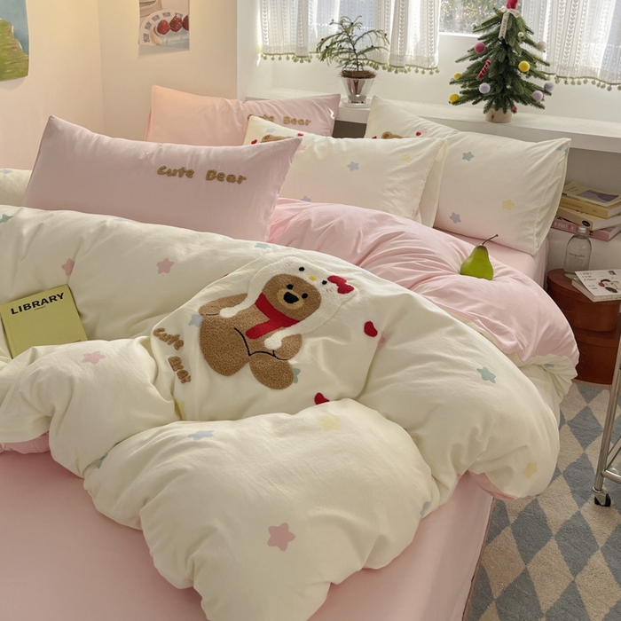 91家纺网 家纺一手货源 找家纺 桃心家居 2025新款A类亲肤舒适软糯云柔水洗棉印加绣卡通毛巾绣水洗棉系列 云柔水洗棉-印加绣猫咪熊