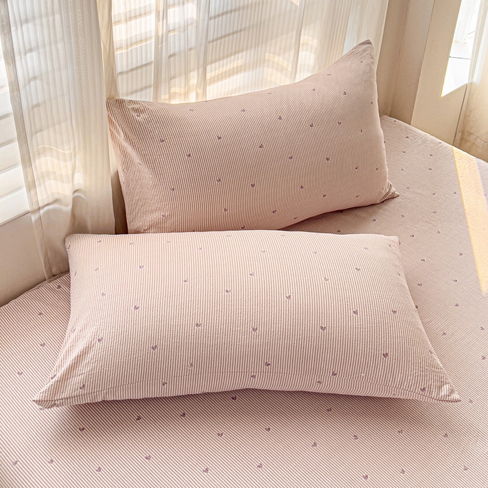 91家纺网 家纺一手货源 找家纺 纽缦家纺 2025新款云感提花双层纱床笠 倾心紫