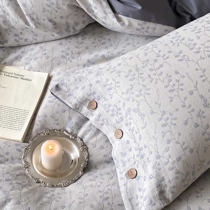 91家纺网 家纺一手货源 找家纺 旷野 2025新款全棉色织提花四件套 山野-蓝