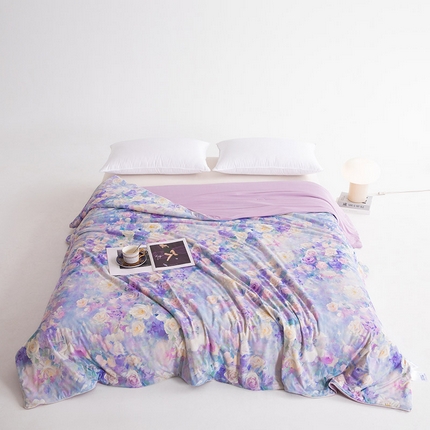 91家纺网 家纺一手货源 找家纺 （总）睡棉坊2025新款数码印花高克重凉感丝夏凉被呱呱被10%大豆纤维填充带质检报告