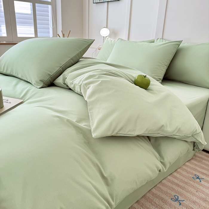 91家纺网 家纺一手货源 找家纺 卢赛尔 2025新款全13372纯色单被套 豆绿色