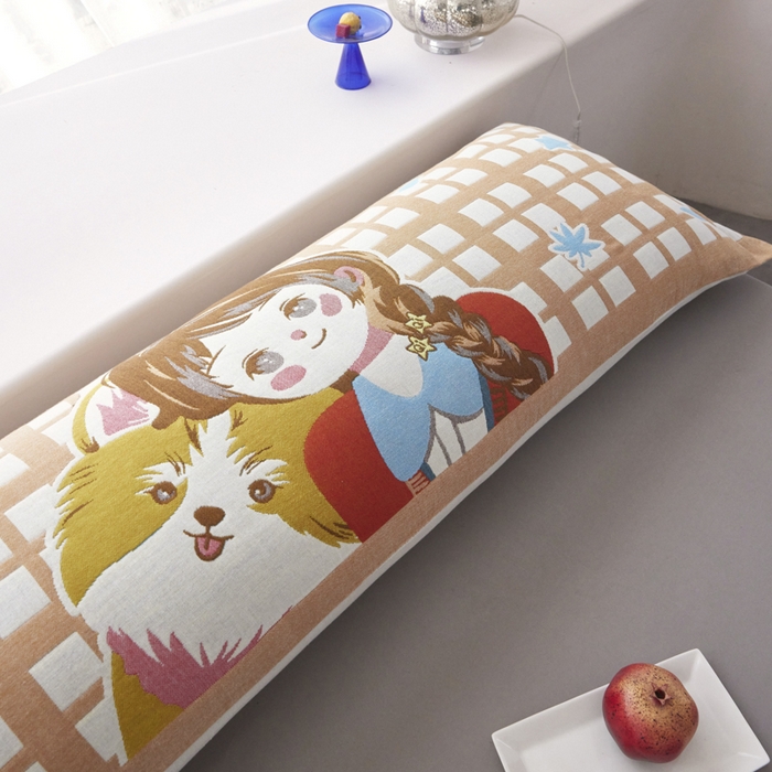 91家纺网 家纺一手货源 找家纺 爱港家纺 2025新款全棉纱布长枕套，双人 单人 情侣款纯棉枕套 爱的相伴