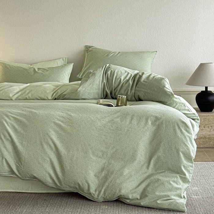 91家纺网 家纺一手货源 找家纺 ab家纺 2025新款小碎花三层纱 波尔卡-绿