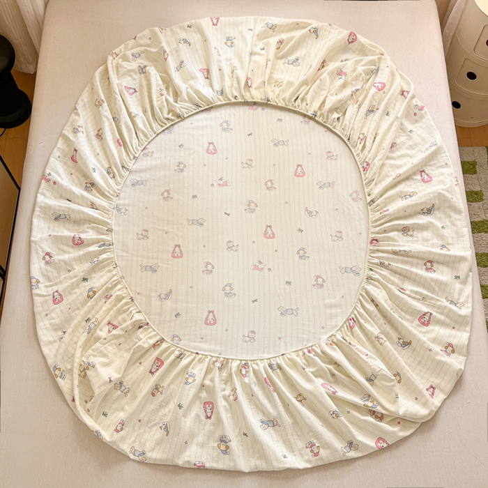 91家纺网 家纺一手货源 找家纺 博雅 2025新款全棉A类双层纱床笠 哈哈狗