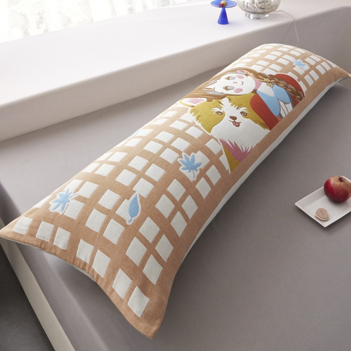 91家纺网 家纺一手货源 找家纺 爱港家纺 2025新款全棉纱布长枕套，双人 单人 情侣款纯棉枕套 爱的相伴