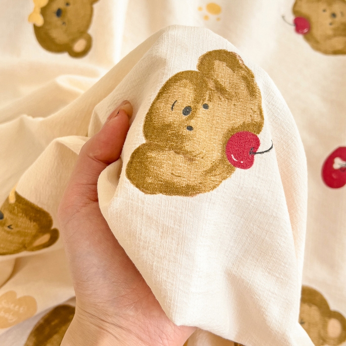 91家纺网 家纺一手货源 找家纺 纽缦家纺 2025新款云感提花双层纱床单 奇妙小熊米