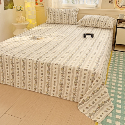 纽缦家纺 2025新款云感提花双层纱床单 玫瑰哒