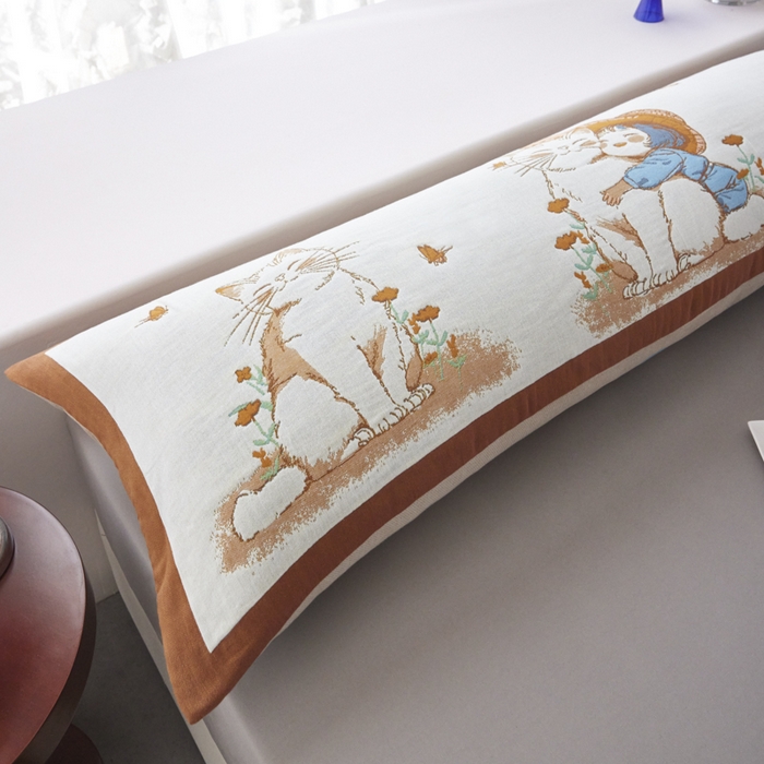 91家纺网 家纺一手货源 找家纺 爱港家纺 2025新款全棉纱布长枕套，双人 单人 情侣款纯棉枕套 萌宠宝贝