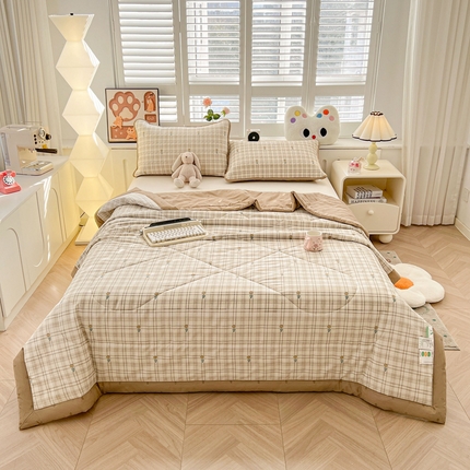 雅萱家纺  2025新款全棉夏被套件 郁金香