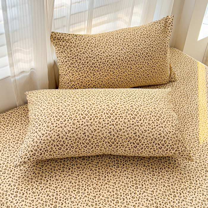 91家纺网 家纺一手货源 找家纺 纽缦家纺 2025新款云感提花双层纱床笠 小豹纹