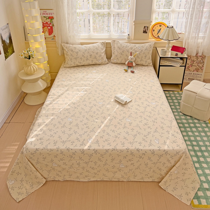 91家纺网 家纺一手货源 找家纺 纽缦家纺 2025新款云感提花双层纱床单 森田野园