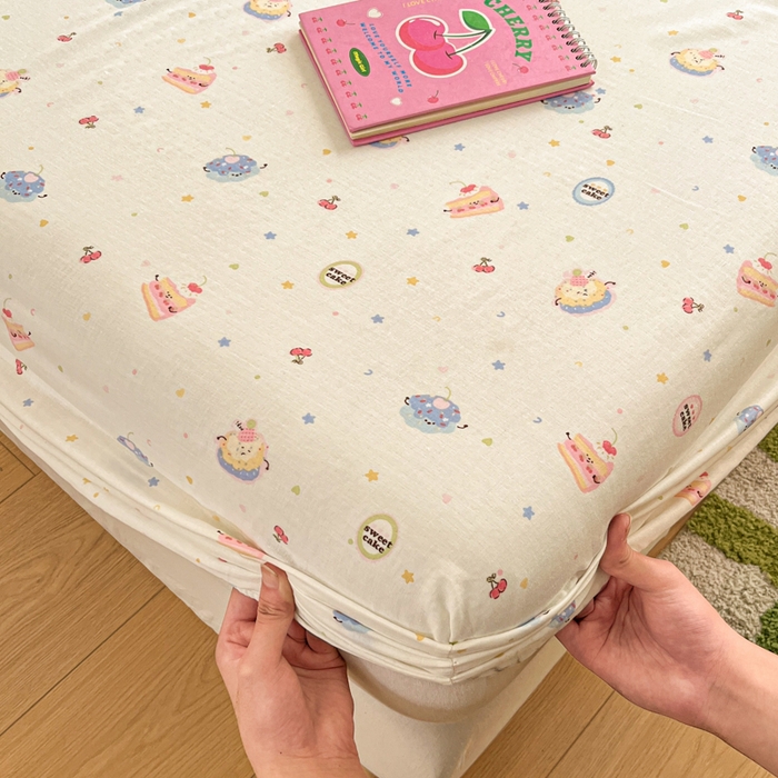 91家纺网 家纺一手货源 找家纺 博雅 2025新款全棉A类双层纱床笠 奶油蛋糕