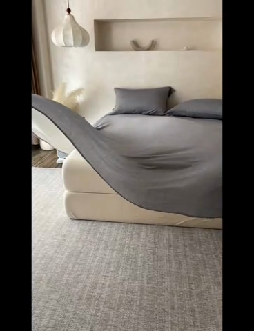 91家纺网 家纺一手货源 找家纺 蓝邻 2025新款全棉双层皱皱纱单品系列-单床单 黛蓝