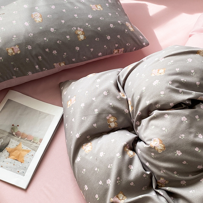 91家纺网 家纺一手货源 找家纺 富缦庭2025新款A类针织双层纱四件套米洛狗