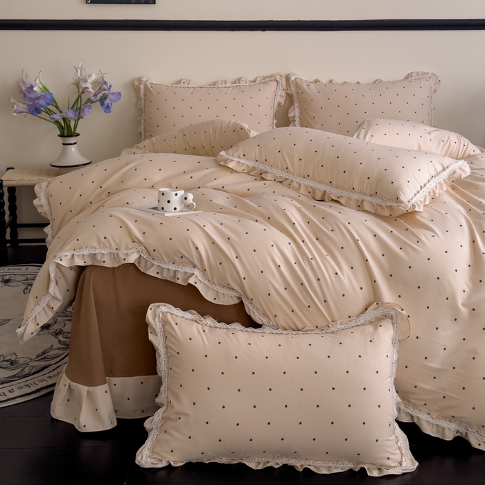 91家纺网 家纺一手货源 找家纺 可思家纺2025新款可思-韩版双层纱四件套 若拉