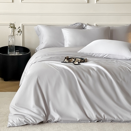 91家纺网 家纺一手货源 找家纺 Mr.pig猪先生水洗棉 2025新款A类柔软纯色天丝棉单被套 银粉+新月黄