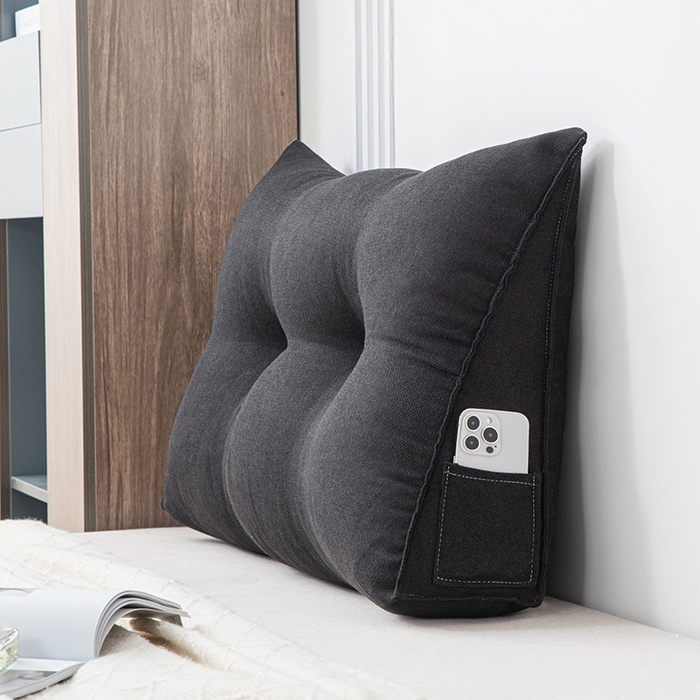 91家纺网 家纺一手货源 找家纺 美达人2025新款韩国绒三角靠背 三角单人  黑灰