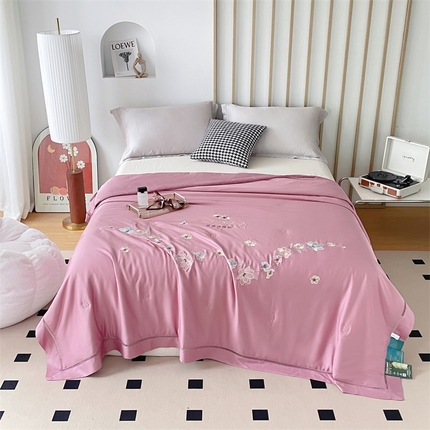 优姿家纺 2025新款60S天丝绣花镂空夏被3 粉色