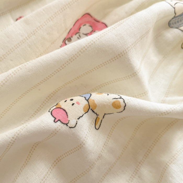 91家纺网 家纺一手货源 找家纺 博雅 2025新款全棉A类双层纱床笠 哈哈狗