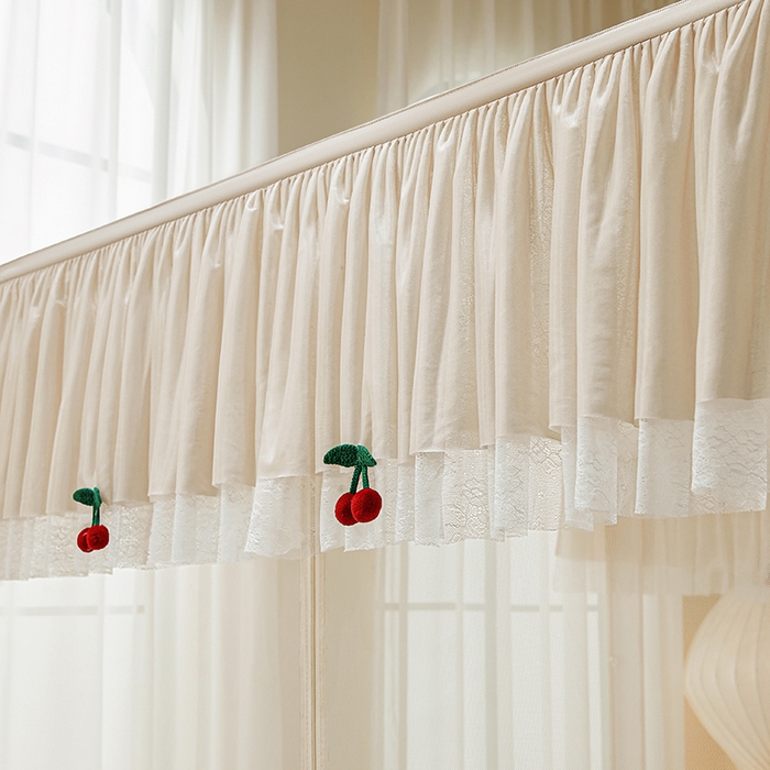 91家纺网 家纺一手货源 找家纺 青竹苑2025新款花边款床笠底防摔坐床蚊帐-樱桃 樱桃-米杏