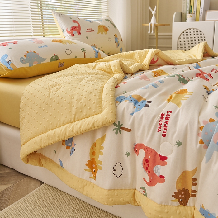 91家纺网 家纺一手货源 找家纺 暖阳 2025年新款纯棉豆豆夏被夏凉被被子被芯 豆豆-恐龙萌游记