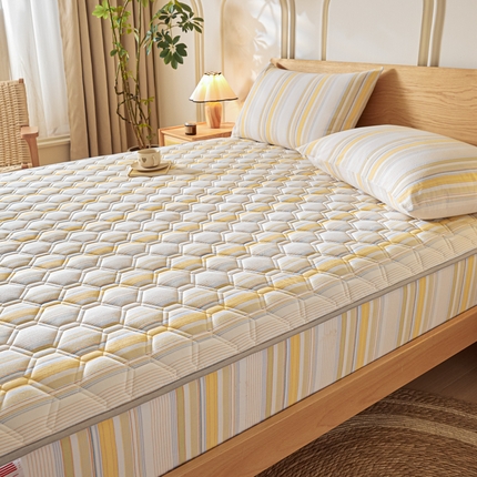 91家纺网 家纺一手货源 找家纺 （总）雪云美2025新款A类全棉色织水洗棉夹棉床笠大豆床罩床垫保护套可定制