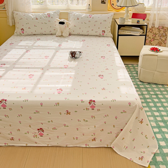 91家纺网 家纺一手货源 找家纺 纽缦家纺 2025新款云感提花双层纱床单 蜜糖之恋