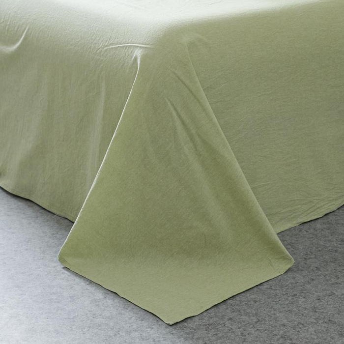 91家纺网 家纺一手货源 找家纺 AB家纺 2025新款三层款皱皱纱条纹四件套 小半-浅绿