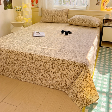 纽缦家纺 2025新款云感提花双层纱床单 小豹纹