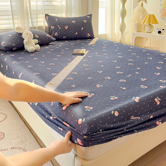 91家纺网 家纺一手货源 找家纺 纽缦家纺 2025新款云感提花双层纱床笠 大吉大厘