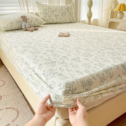 纽缦家纺 2025新款云感提花双层纱床笠 海像森林