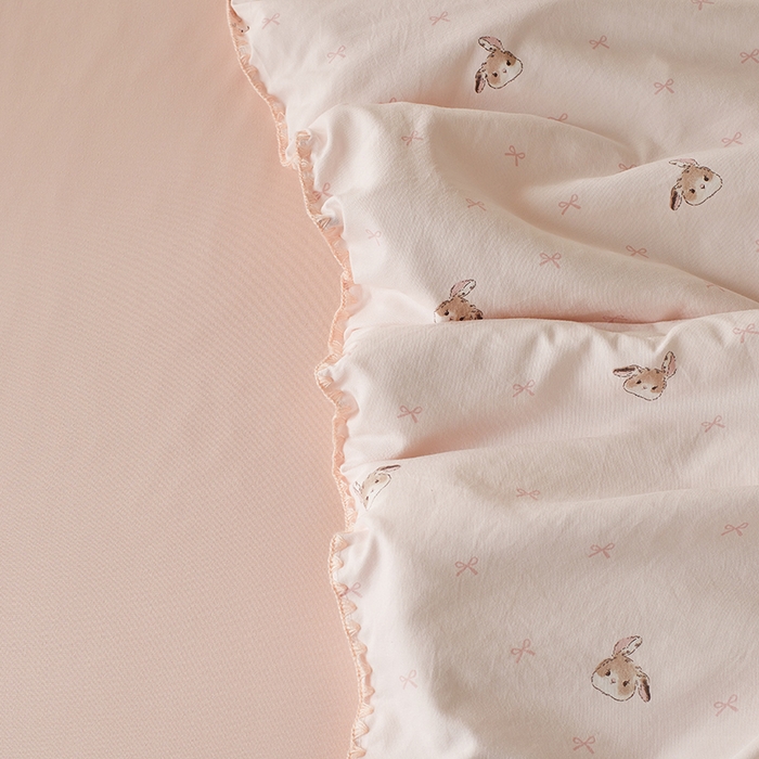 91家纺网 家纺一手货源 找家纺 暖阳 2025年新款大豆双层纱夏被四件套 萌萌兔