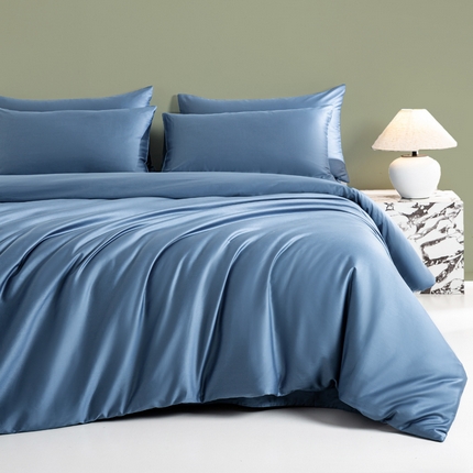 91家纺网 家纺一手货源 找家纺 （总）沃尔居 2025新款全棉长绒棉四件套纯色贡缎纯棉被套床笠款三件套