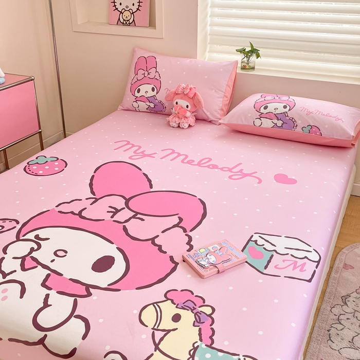 91家纺网 家纺一手货源 找家纺 金爱家 2025新款三丽欧全棉大版单品--床笠 棉单品-木马美乐蒂