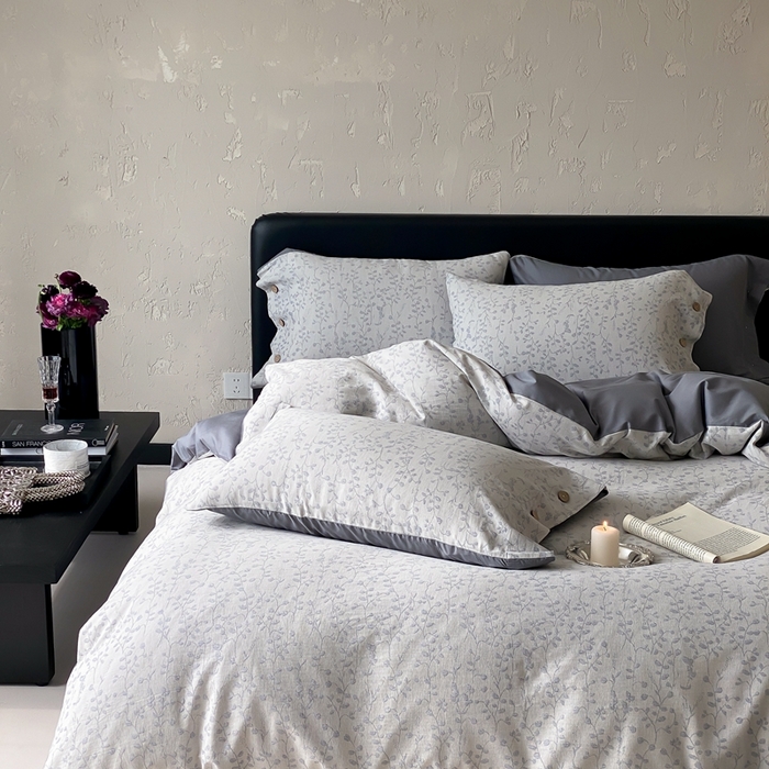 91家纺网 家纺一手货源 找家纺 旷野 2025新款全棉色织提花四件套 山野-蓝