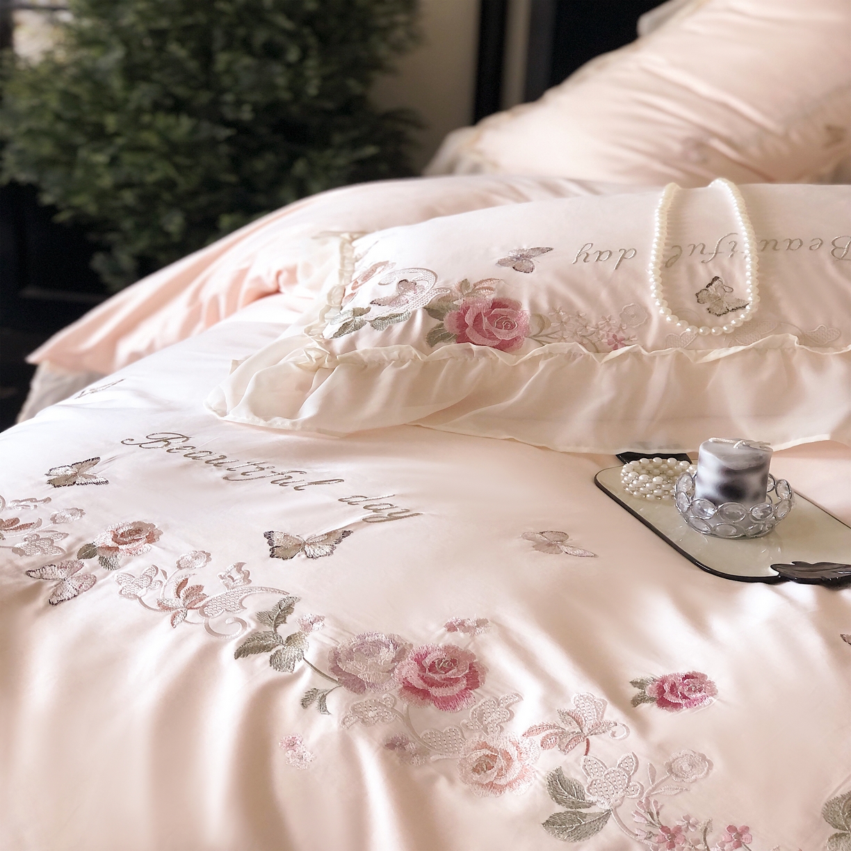 91家纺网 家纺一手货源 找家纺 馨蕊家居  2025年春夏新品100S高奢简约长绒棉系列—棉春溪 春溪-初夏粉