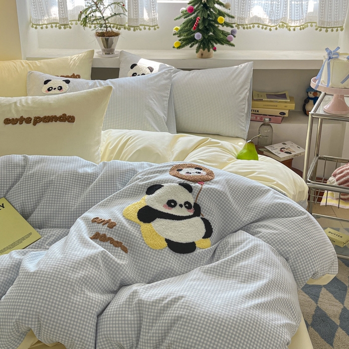 91家纺网 家纺一手货源 找家纺 桃心家居 2025新款A类亲肤舒适软糯云柔水洗棉印加绣卡通毛巾绣水洗棉系列 云柔水洗棉-印加绣萌萌熊猫