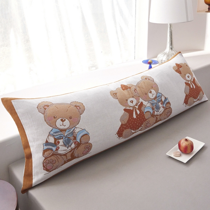 91家纺网 家纺一手货源 找家纺 爱港家纺 2025新款全棉纱布长枕套，双人 单人 情侣款纯棉枕套 相恋相守