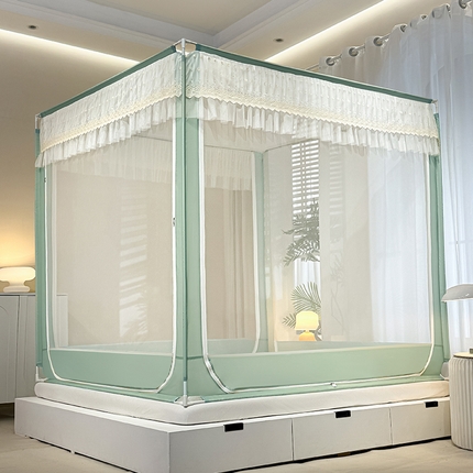 91家纺网 家纺一手货源 找家纺 （总）青竹苑2025新款花边款床笠底防摔坐床蚊帐-铃兰花开