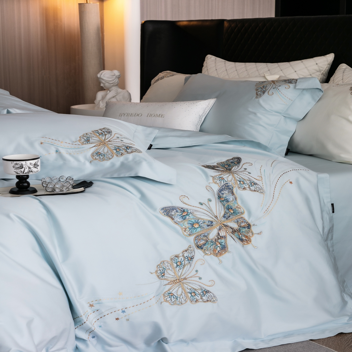 91家纺网 家纺一手货源 找家纺 馨蕊家居 2025年春夏新品100S高奢简约长绒棉系列—棉梦境 棉梦境-北卡蓝