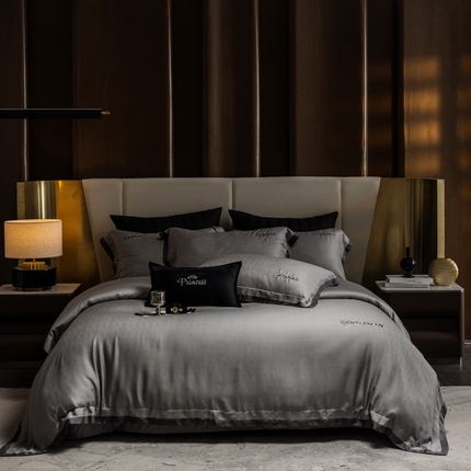 91家纺网 家纺一手货源 找家纺 （总）时亿家居 2025新款80天丝提花床盖款四件套-晓雅系列