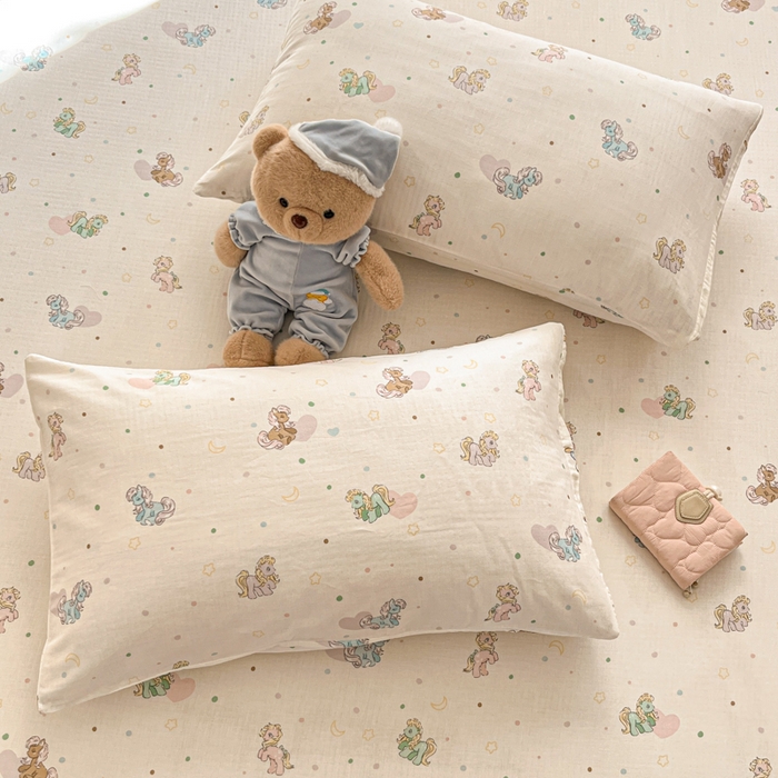 91家纺网 家纺一手货源 找家纺 博雅 2025新款全棉A类双层纱床笠 小马宝莉