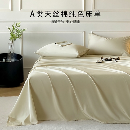 Mr.pig猪先生水洗棉 2025新款A类超柔天丝棉纯色单床单 燕麦奶